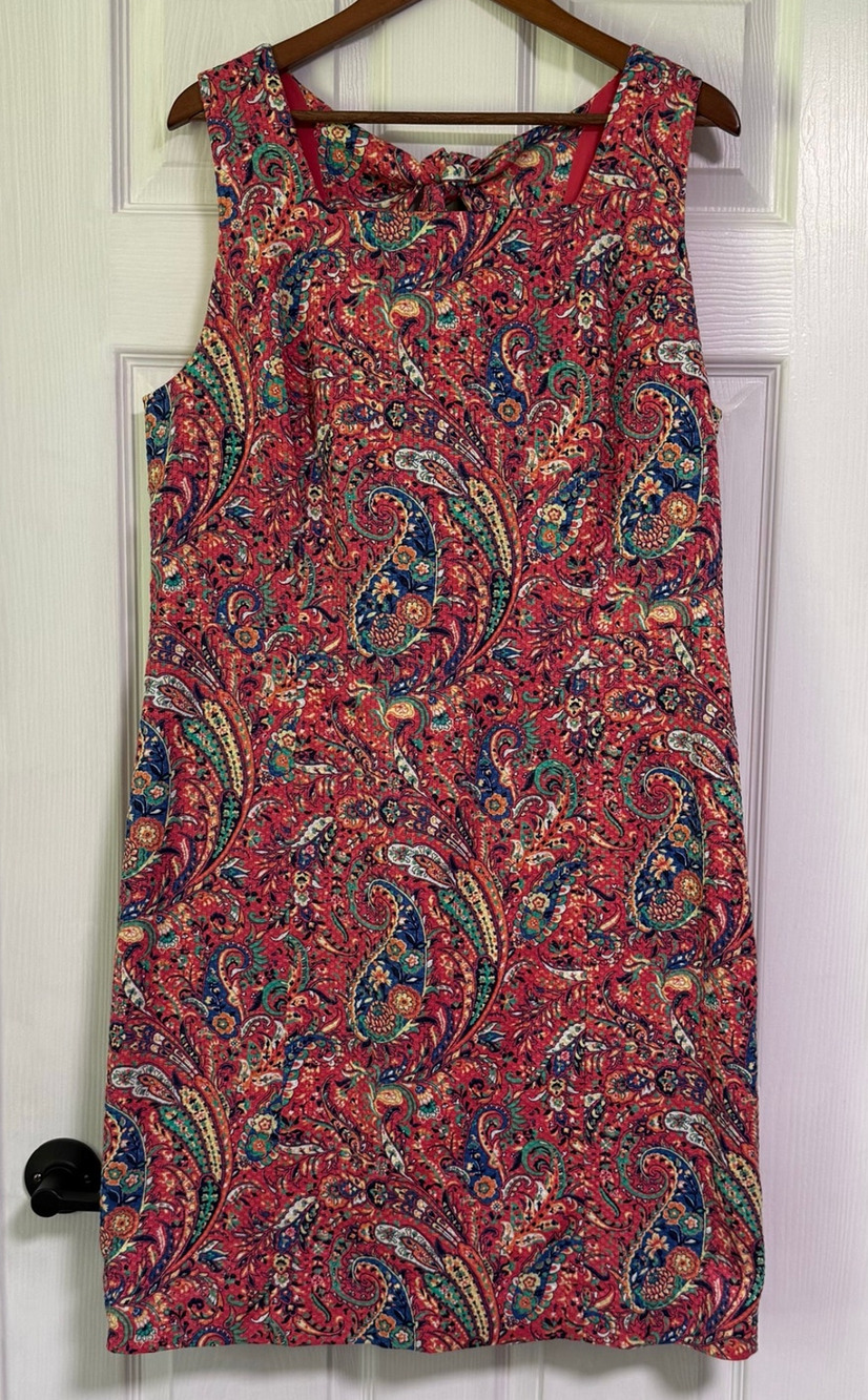 Talbots Women's Paisley Cut Out Tie Back Sleeveless Dress Size 10